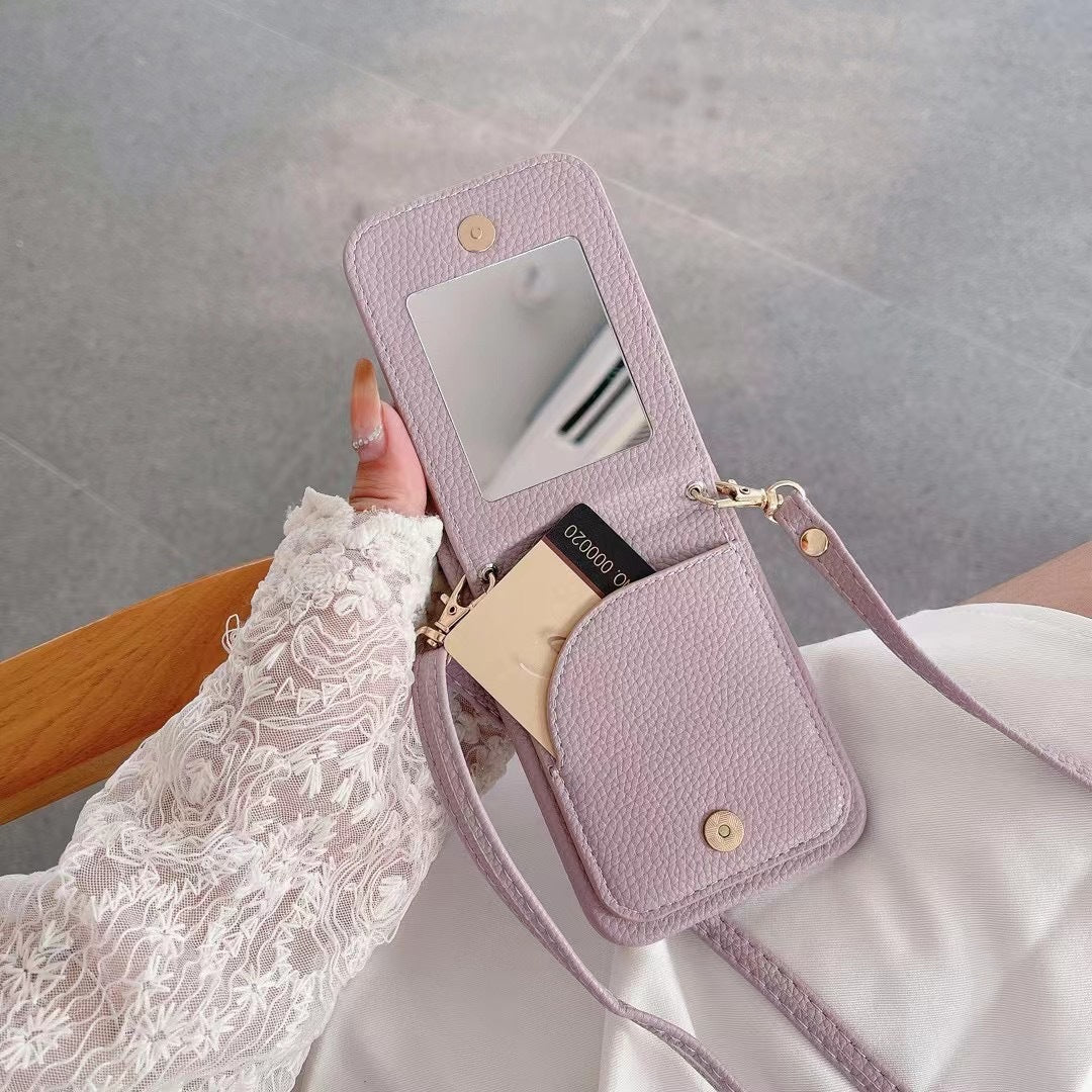 iPhone Case with Shoulder, Card Storage, Back Notebook Type, Ring Included, Smartphone Case, iPhone 13 Case, Shoulder with Strap, iPhone 13 Case, Shoulder, Fall Prevention, Shoulder, Crossbody, Neck, Cute, Cute, Stylish, Stand Function, Mocha Brown