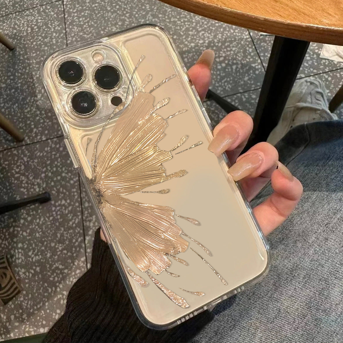iPhone 15pro Max Case Clear Transparent Plated Quicksand Butterfly iPhone 15proMax Case Shockproof Thin Lightweight iPhone 15proMax Cover Fingerprint Prevention Smartphone Case Full Protection Lens Protection