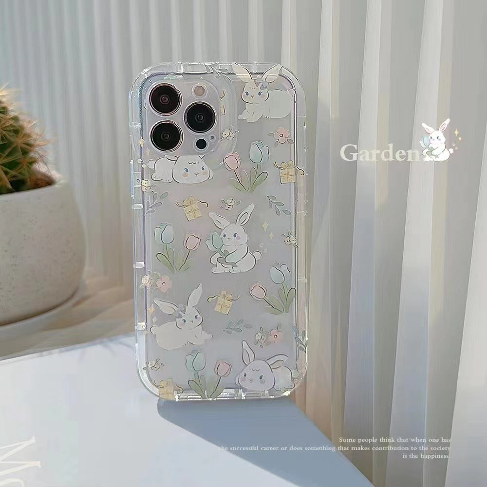 Cute Character Rabbit Silicone Case For iPhone 15 14 13 12 11 Pro Max Case Anti-vibration Soft Case Suitable Back Cover