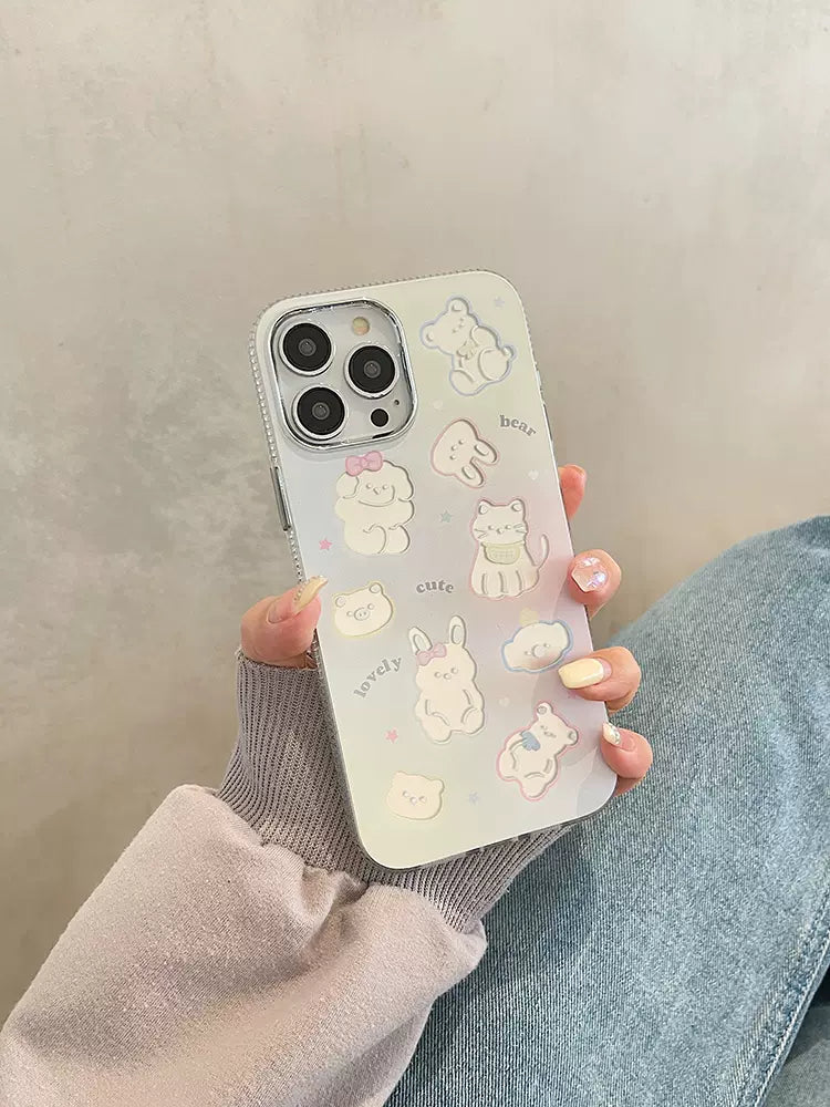 Korean cute star bear pattern progressive silicone soft case for iPhone 15 14 13 12 pro best 14 15 plus 11 shockproof cover