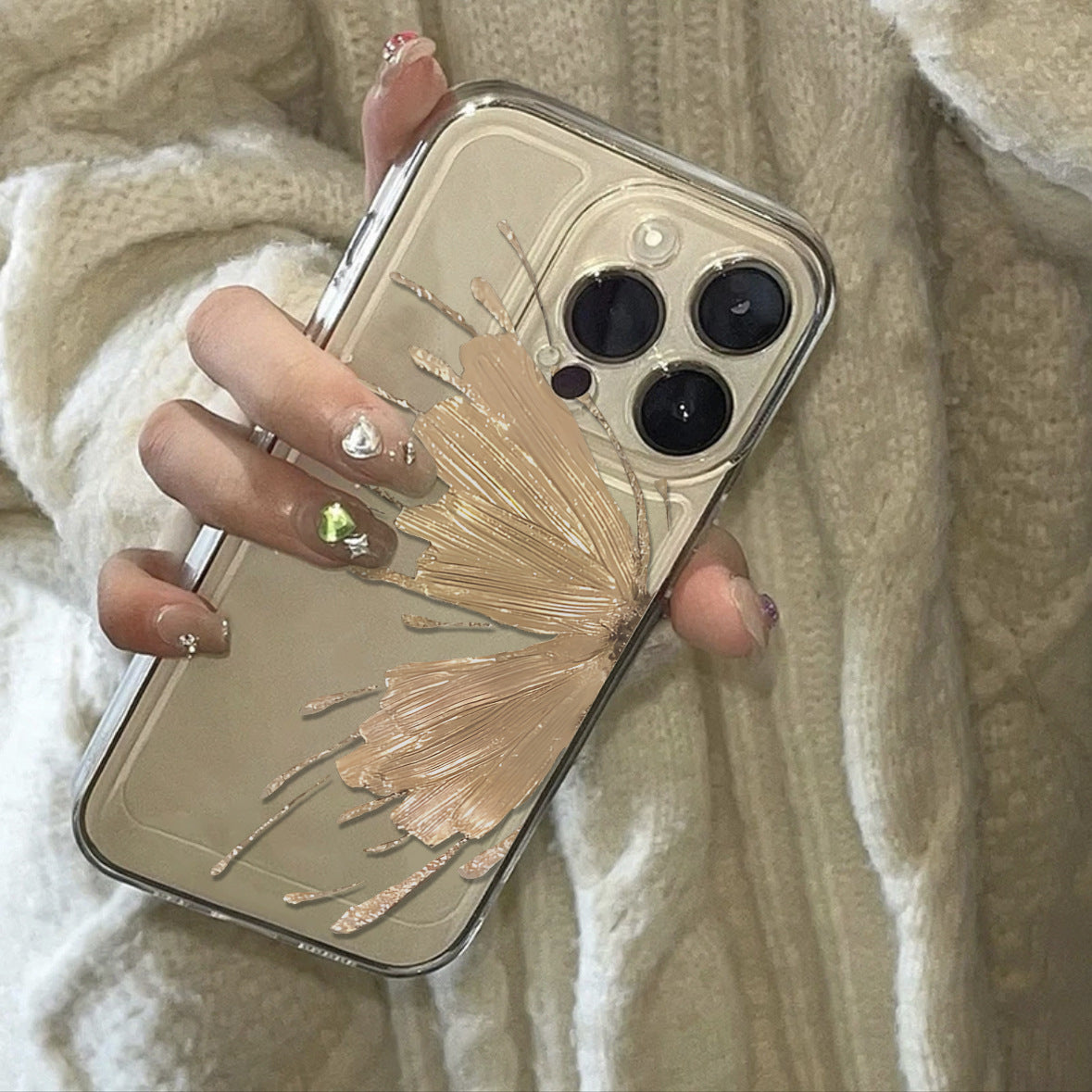iPhone 15pro Max Case Clear Transparent Plated Quicksand Butterfly iPhone 15proMax Case Shockproof Thin Lightweight iPhone 15proMax Cover Fingerprint Prevention Smartphone Case Full Protection Lens Protection