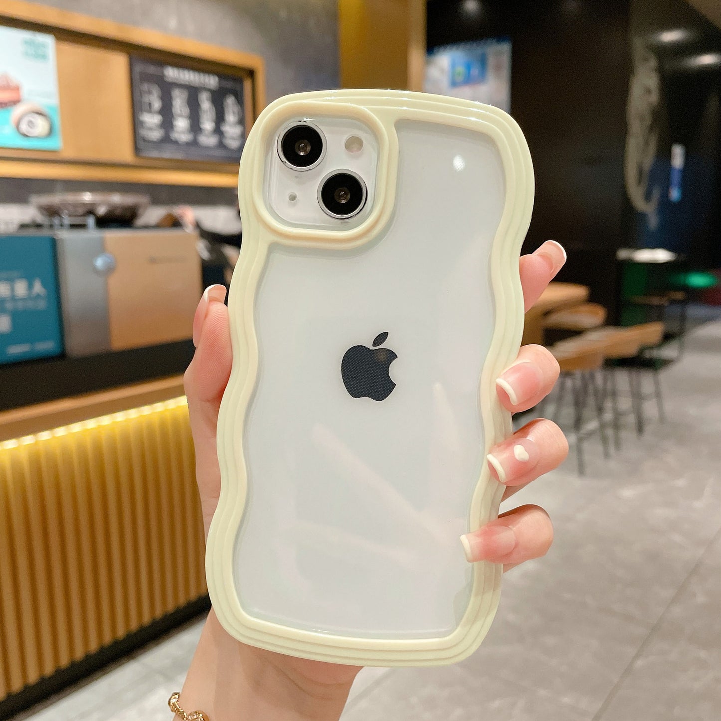 iPhone 14/13 Case Clear TPU Cover Stylish Korean Cute Transparent Thin Lightweight Shockproof Smartphone Case Wireless Charging with Strap Hole Compatible with iPhone 14/13 6.1 inch - Light Blue