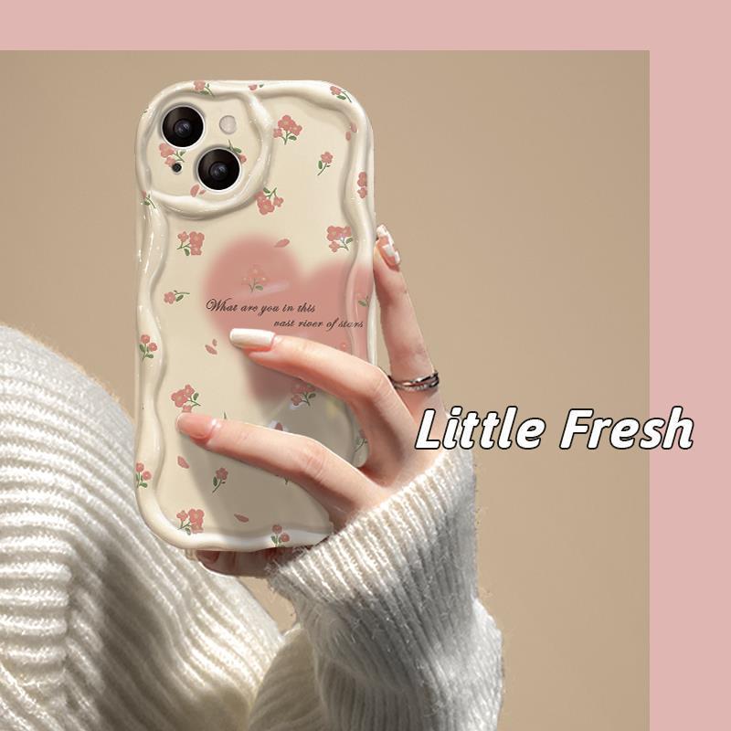 Case iPhone 13 Case Clear TPU Cover Stylish Korean Cute Thin Lightweight Shockproof Smartphone Case Wireless Charging Compatible with Strap Hole Compatible with iPhone 14/13 Case 6.1 Inch - White Frame & Floral Pattern