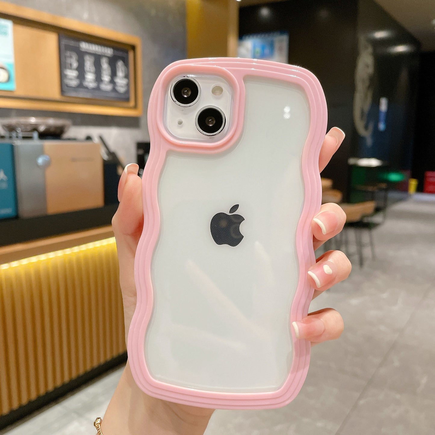 iPhone 14/13 Case Clear TPU Cover Stylish Korean Cute Transparent Thin Lightweight Shockproof Smartphone Case Wireless Charging with Strap Hole Compatible with iPhone 14/13 6.1 inch - Light Blue
