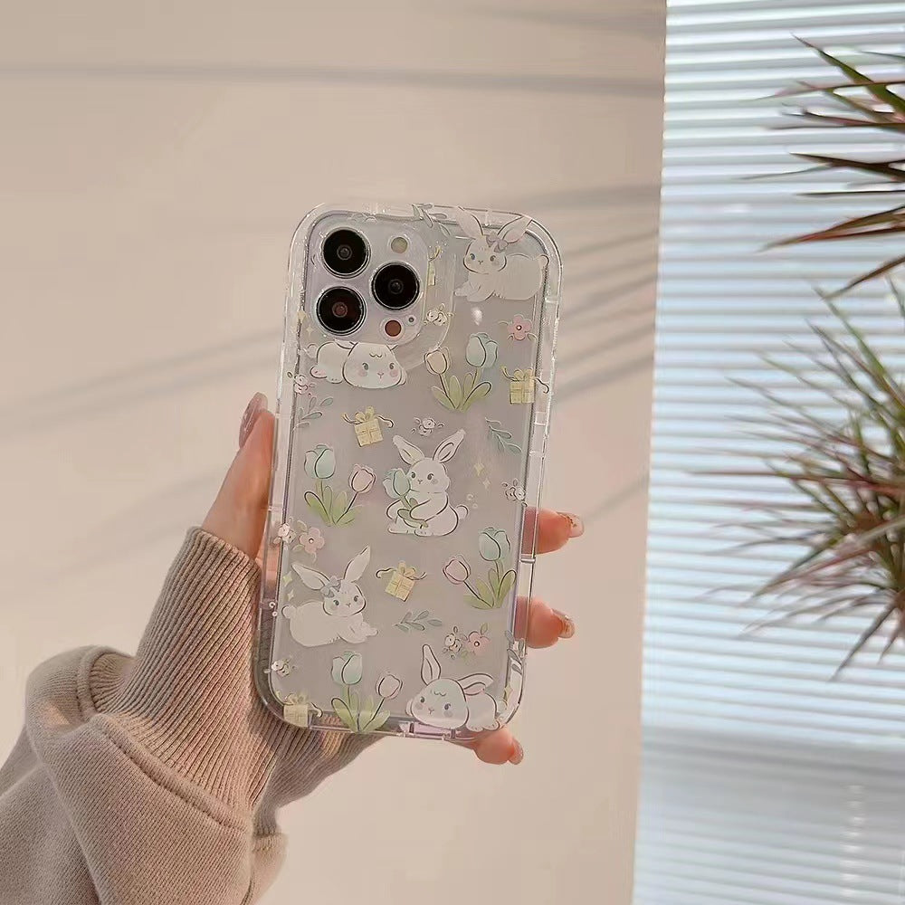 Cute Character Rabbit Silicone Case For iPhone 15 14 13 12 11 Pro Max Case Anti-vibration Soft Case Suitable Back Cover