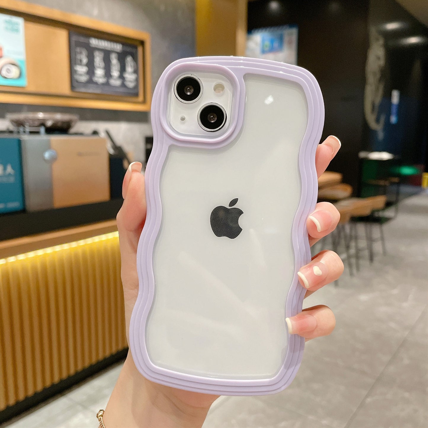 iPhone 14/13 Case Clear TPU Cover Stylish Korean Cute Transparent Thin Lightweight Shockproof Smartphone Case Wireless Charging with Strap Hole Compatible with iPhone 14/13 6.1 inch - Light Blue