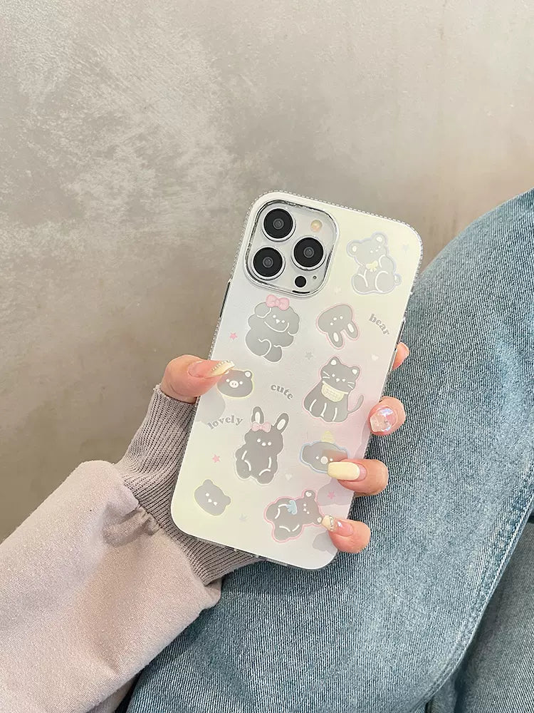 Korean cute star bear pattern progressive silicone soft case for iPhone 15 14 13 12 pro best 14 15 plus 11 shockproof cover