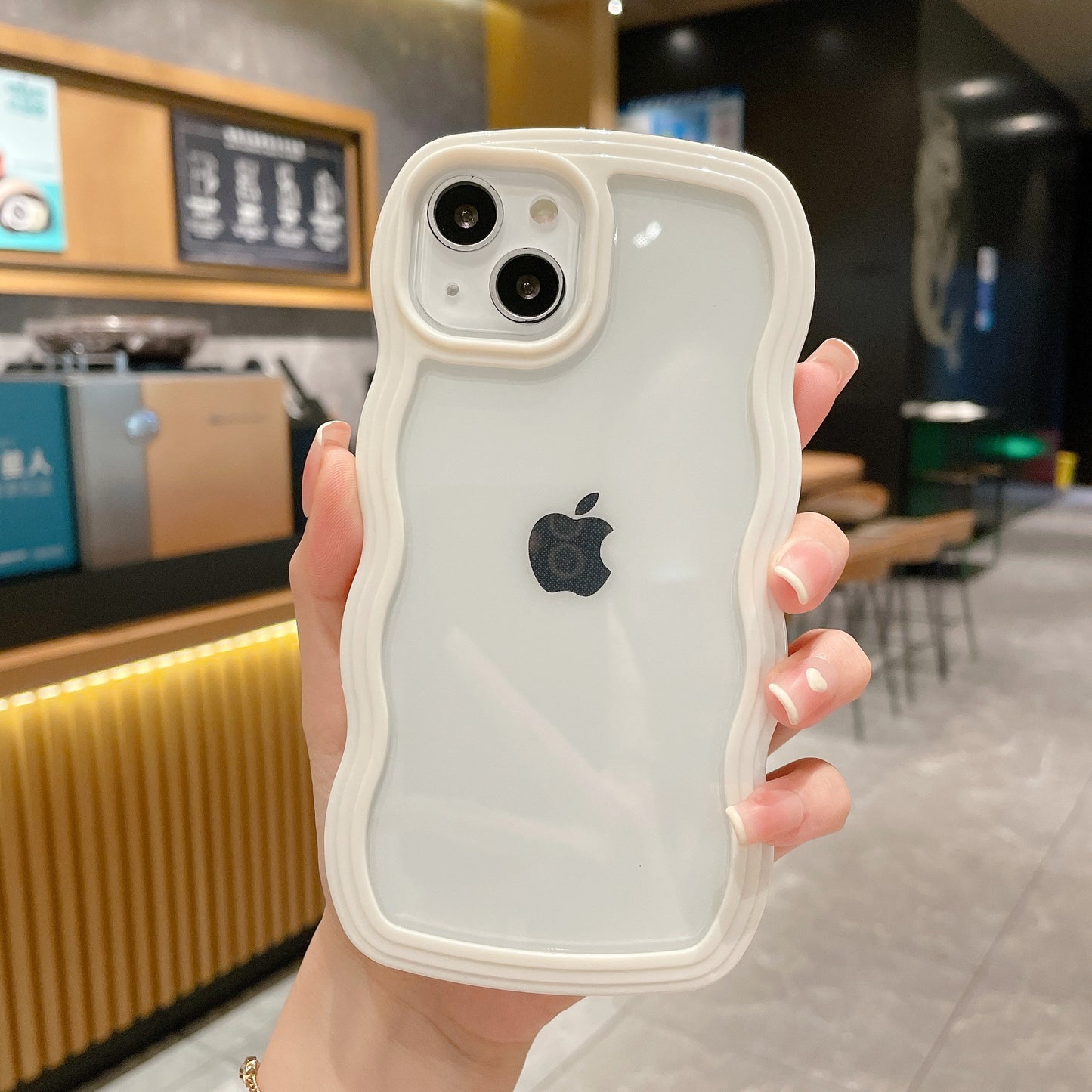 iPhone 14/13 Case Clear TPU Cover Stylish Korean Cute Transparent Thin Lightweight Shockproof Smartphone Case Wireless Charging with Strap Hole Compatible with iPhone 14/13 6.1 inch - Light Blue