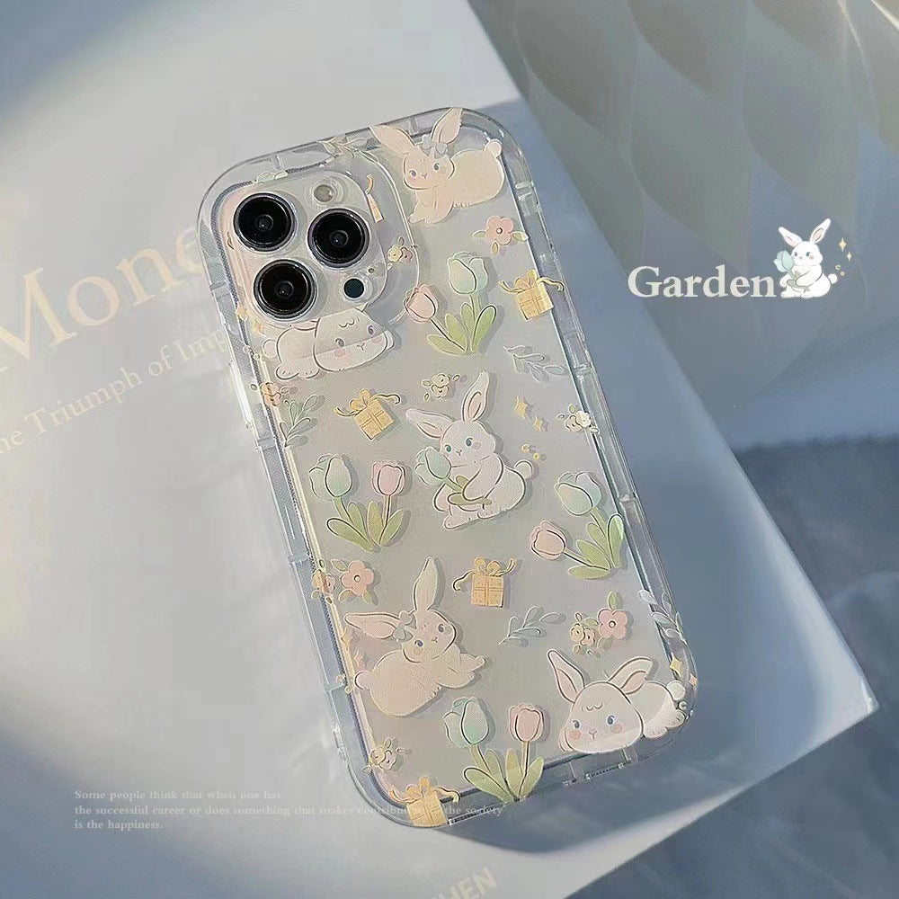 Cute Character Rabbit Silicone Case For iPhone 15 14 13 12 11 Pro Max Case Anti-vibration Soft Case Suitable Back Cover