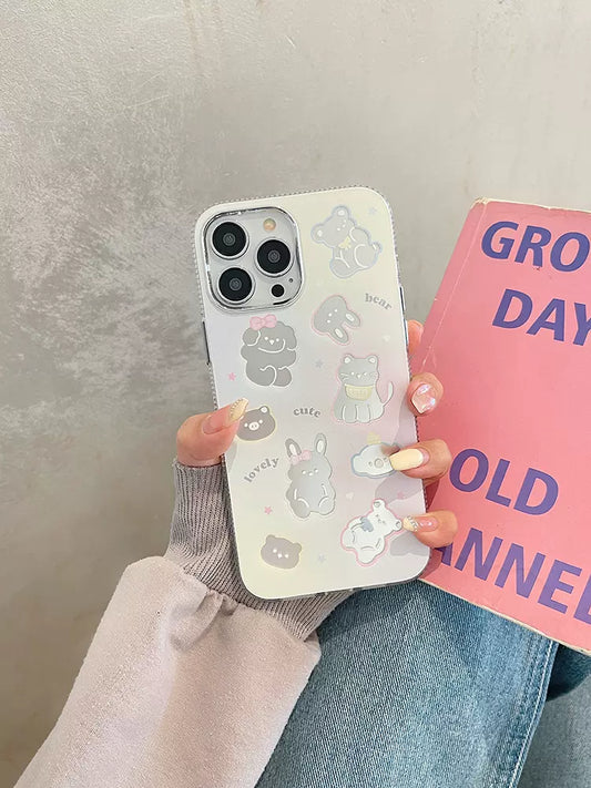 Korean cute star bear pattern progressive silicone soft case for iPhone 15 14 13 12 pro best 14 15 plus 11 shockproof cover