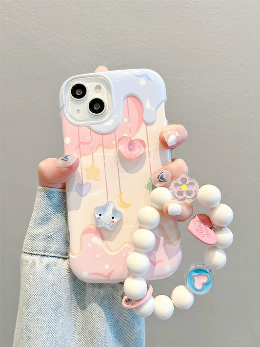Case Smartphone Case Sanrio Character Protective Case Stand Function Cinnamoroll Mobile Cover Cute Small Strap Mobile Case Full Protection Scratch Prevention Drop Prevention iPhone 13 Cover Qi Wireless Charging Compatible